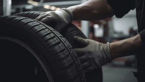 repairing car tyre